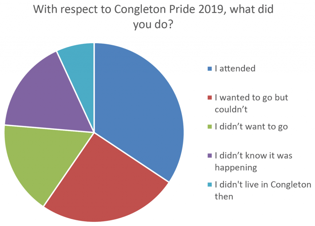 With respect to Congleton Pride 2019, what did you do? (pie chart)
