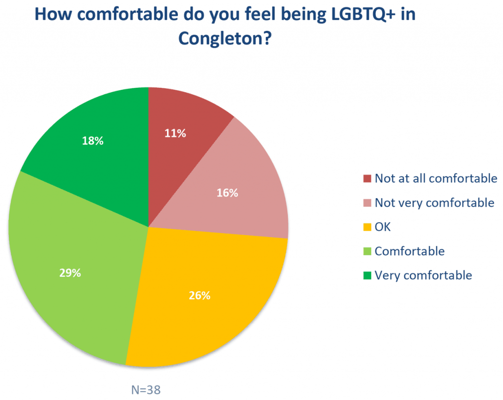 How comfortable do you feel being LGBTQ+ in Congleton? (pie chart)